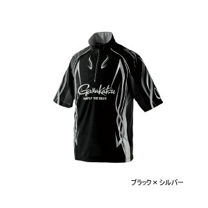 ≪'25年4月新商品!≫ がまかつ 2WAY プリントジップシャツ(半袖) GM-3735 ブラック×シルバー 3Lサイズ