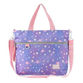 【SALE】レッスンバッグ 女の子 キッズ A4対応 トートバッグ ショルダー 2way 小学生 幼稚園 通園 通学 塾 お稽古 Pretty Princess プリティプリンセス 宇宙柄 星 グラデーション ブラック 送料無料(沖縄離島除く)