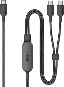 ��13���܂ł̂������œ��������� Anker �A���J�[ USB-C �� USB-C �P�[�u�� (2-in-1, 140W) 1.2m A8895 �u���b�N �}���[�d 480Mbps USB 2.0 �P�[�u���A�W���X�^�[ ���ϋv �X�}�z �^�u���b�g�[�� �m�[�gPC iPhone 16 