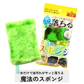 魔法のスポンジ 水だけで油汚れが落ちる！ レーヨン ゆびポケット付 新感覚 油汚れ 強い キッチンスポンジ フジ 富士 FUJI JAPAN 日本製 楽天倉庫から発送 ポスト投函
