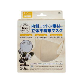 内側コットン素材の立体不織布マスク 30枚入 ホワイト ミルキーベージュ 綿 コットン PFEフィルター 内側がコットン素材で肌にやさしい 全国マスク工業会 MASK LABO 富士 FUJI JAPAN JIS規格適合 不織布 フィルター 感染対策 新着