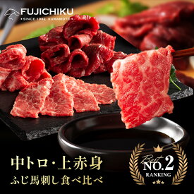 【送料無料】《約4人前》ふじ馬刺し中トロと上赤身 食べ比べセット 各1P たれ・生姜付 馬肉 肉 誕生日 内祝 お祝い プレゼント 景品 粗品 贈答品 お取り寄せ お礼 お歳暮 父の日 お中元 冷凍で賞味期限90日