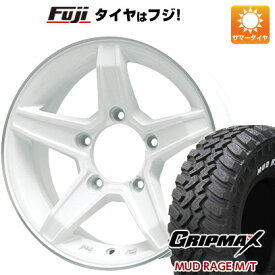 【新品】ジムニーシエラ/ジムニーノマド 夏タイヤ ホイール4本セット 195/80R15 グリップマックス マッドレイジM/T RWL(限定) プレミックス エステラ(ホワイト/リムポリッシュ) 5.5J 15インチ(送料無料)