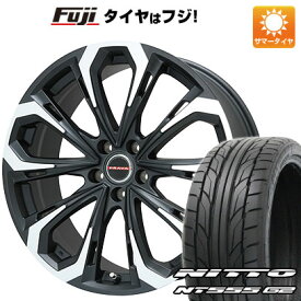 【パンク保証付】【新品国産5穴114.3車】 夏タイヤ ホイール4本セット 225/45R18 ニットー NT555 G2 ビッグウエイ LEYSEEN プラバ5X(マットブラックポリッシュ) 18インチ(送料無料)