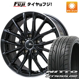 【パンク保証付】【新品国産5穴114.3車】 夏タイヤ ホイール4本セット 215/35R18 ニットー NT555 G2 ブランドルライン DF-10M グロスブラック/リムポリッシュ 18インチ(送料無料)