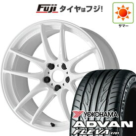 【新品国産車用5穴100】 夏タイヤ ホイール4本セット 215/45R17 ヨコハマ アドバン フレバV701 WORK ワーク エモーション CR Shigoku 7J 17インチ(送料無料)
