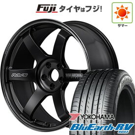 【パンク保証付き】【新品国産車用5穴100】 夏タイヤ ホイール4本セット 225/55R18 ヨコハマ ブルーアース RV-03 RAYS レイズ ボルクレーシング TE37 サーガ S-plus Black Shadow 18インチ(送料無料)