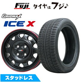 【新品 軽自動車】N-BOX タント スペーシア スタッドレスタイヤ ホイール4本セット 165/55R15 グリップマックス アイスX BSW ブラックサイドウォール(限定) レアマイスター LMG OFF-STYLE(グロスブラック/レッドリム) 4.5J 15インチ(送料無料)
