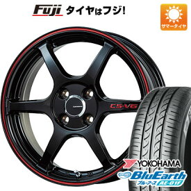 【エントリー&タイヤ交換チケット同時購入でP10倍! 4/27 09:59まで】 【新品国産4穴100車】 夏タイヤ ホイール4本セット 185/55R16 ヨコハマ ブルーアース AE-01F レアマイスター CS-V6(グロスブラック/レッドライン) 16インチ(送料無料)