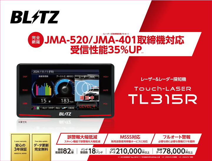 楽天市場】【在庫あり】 BLITZ ブリッツ TL315R【JMA-520/JMA-401取締 