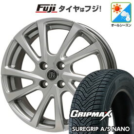 【新品 軽自動車】N-BOX タント スペーシア オールシーズンタイヤ ホイール4本セット 165/55R15 グリップマックス シュアグリップ オールシーズン ナノ(限定) ブランドルライン ボレアノ10 メタリックグレー 15インチ(送料無料)