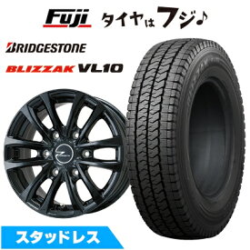 【新品】ハイエース200系 スタッドレスタイヤ ホイール4本セット 195/80R15 107/105N ブリヂストン ブリザック VL10 WEDS ウェッズアドベンチャー プロディータ HC グロスブラック【限定】 6J 15インチ(送料無料)
