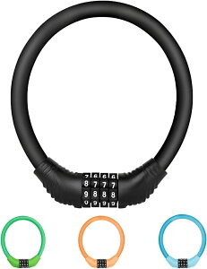 自転車 ロック 鍵 ダイヤルロック ワイヤーロック 長400mm 直径10.04mm 4桁 ダイヤル パスワード変更可能 盗難防止