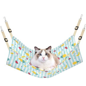 猫 ハンモック 夏ハンモック ケージ用 ヒモ調整可能 ペット 涼感ベッド 清涼感ハンモック 強度アップ 耐荷重 通気性 遊び場 丸洗い 金具丈夫 夏用