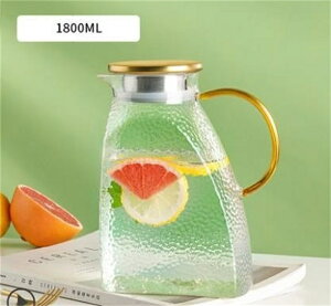 冷水ポット 直火 1800ML ガラスポットおしゃれ 耐熱ガラスポット ティーポット 耐熱ガラス 1.5L 直火/電気陶炉対応 ピッチャー ステンレス茶こし一体型蓋 冷蔵庫 ポット冷水筒 耐熱ガラス 水出