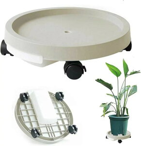 植木鉢台 貯水付き移動花台 鉢受台 5サイズ対応 フラワースタンド 可動式 鉢置台 キャスター 受け皿付き 360°回転のキャスター ロック可能 ストッパー付き 移動便利 ホワイト グレー ブラッ