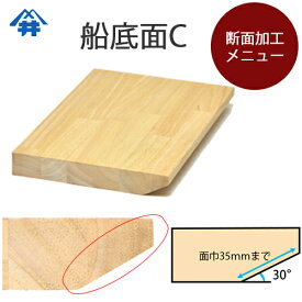 木材加工オプション【断面（面取り）加工・船底面（C） 】シャープな印象になります。家具の天板/テーブルなどの装飾