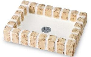 【立水栓ユニット/パン】レトロブリックパン ミニタイプ◆送料無料犬猫ペット用 塗装仕上げコンクリート製 アンティークレンガ調 水受け 動物用 庭用 ガーデン