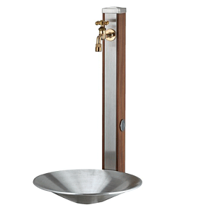 立水栓セット スプレスタンド70(蛇口1個付) 木目調+シャインポット◆送料無料の格安 ウォータースタンドと水受けパン