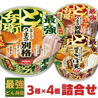 最強どん兵衛 きつね＆かき揚げそば&ごぼ天うどん入り 3種類×4個 合計12個セット [ 福袋 送料無料 日清…