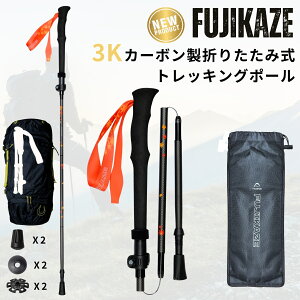 FUJIKAZE トレッキングポール 登山ストック TAP-5「限定紅葉柄」3Kカーボン製 折りたたみ 2本セット 35cmにコンパクト収納 トレランポール ウォーキングポール ノルディックポール 登山 杖 軽量