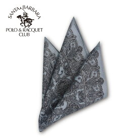 Santa Barbara Polo & Racquet Club ギフト リモート シルク ポケットチーフ グレー(サンタバーバラポロ&ラケットクラブ Silk 絹 紳士 英国 メンズ 大人用 フォーマル ハンカチ おしゃれ 結婚式 ハンカチーフ) 新生活 入学 卒業