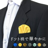 全7種 ドット柄 ポケットチーフ 台紙付き 挿すだけ 結婚式 ビジネス ギフト リモートワンタッチ 差し込み…
