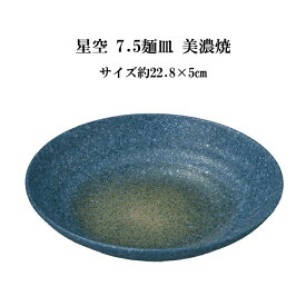 在庫一掃SALE?！星空 7.5 パスタ カレー 麺 皿 美濃焼 ブルー 23cm