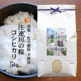 【農薬不使用栽培】令和7年産 島根県吉賀町『注連川の糧』K1コシヒカリ白米5kg高津川清流米【独自基準＝K1】（農薬不使用栽培・有機質肥料100％）送料無料（一部地域）ネオニコチノイド系農薬不使用
