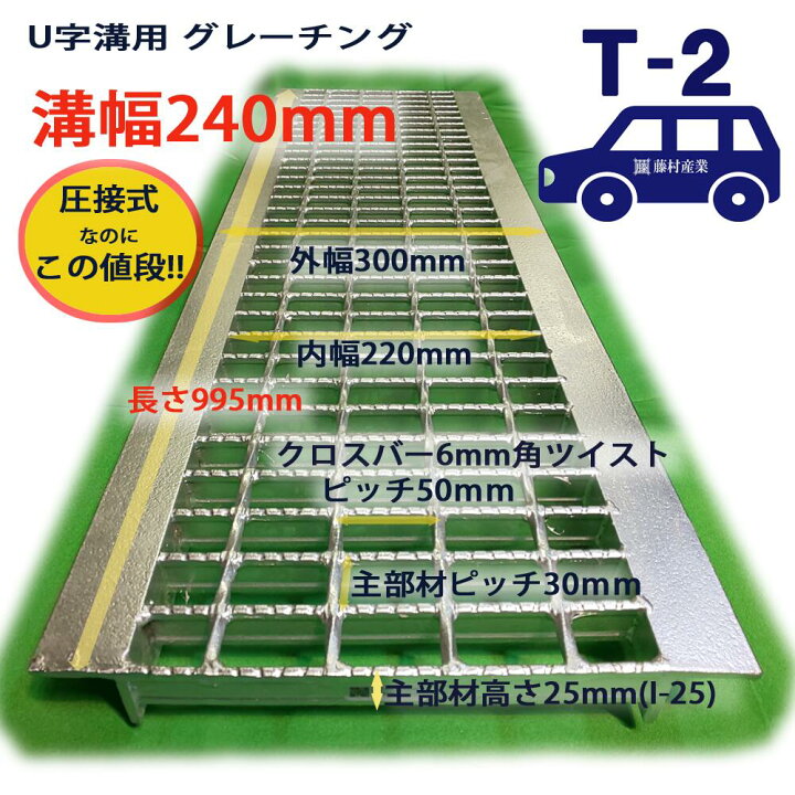 楽天市場 U字溝用 グレーチング 溝蓋 普通目 ノンスリップ 圧接式 溝幅 240用 240mm T2 乗用車程度 型番un25f24 溝ふた 側溝 蓋 フタ ふた 240 高品質 溝の蓋 滑り止め 側溝の蓋 道路 工事 側溝用 グレーチング専門店 藤村産業