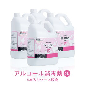 手指消毒用アルコール 75vol%以上 ニイタカ Nstar 5L×4本 1ケース アルコール消毒薬 エヌスター エタノール消毒液 ウイルス対策【業務用】【送料無料】