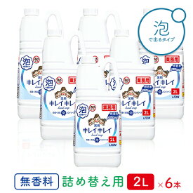 ライオン キレイキレイ 薬用 泡ハンドソープ 無香料 2L×6本(ケース) 【業務用】【送料無料】