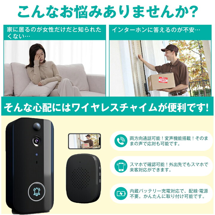 楽天市場】【危険検知&スマホで対応&会話可能】インターホン 