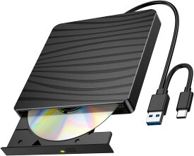 【2026新型・低騒音】外付けDVDドライブ DVDプレーヤー 車用CDプレーヤー DVD再生専用プレーヤー ゼブラ柄 USB3.0/2.0 & Type-C対応 高速8X DVD 24X CD 書込・読取対応 薄型 軽量 バスパワー式 光学式CD/DVDドライブ Windows/Mac対応