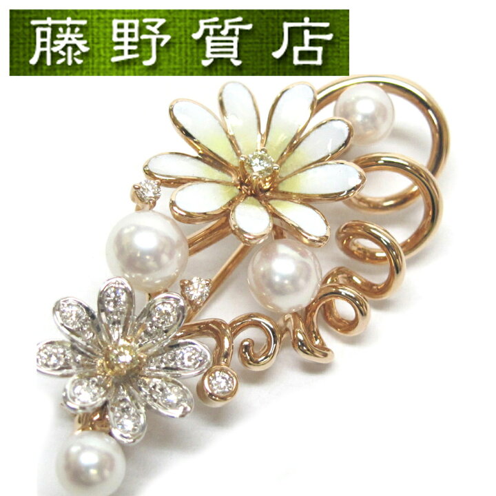 楽天市場】【美品】ミキモト MIKIMOTO パールダイヤフラワーブローチ 