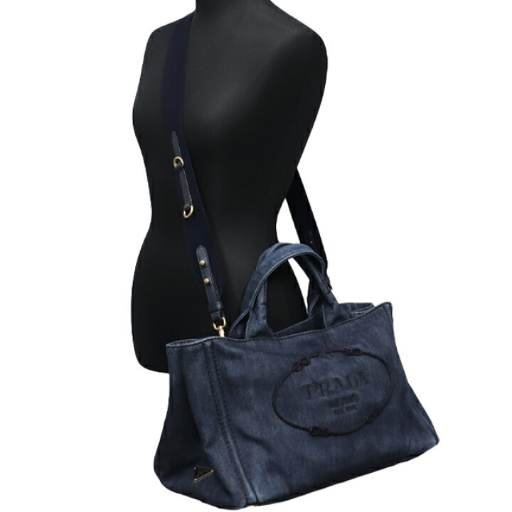 楽天市場】プラダ PRADA カナパ 2way バッグ 1BG642 青 デニム  