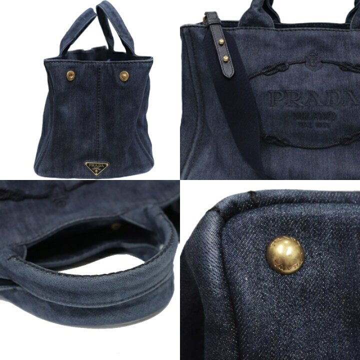 楽天市場】プラダ PRADA カナパ 2way バッグ 1BG642 青 デニム  