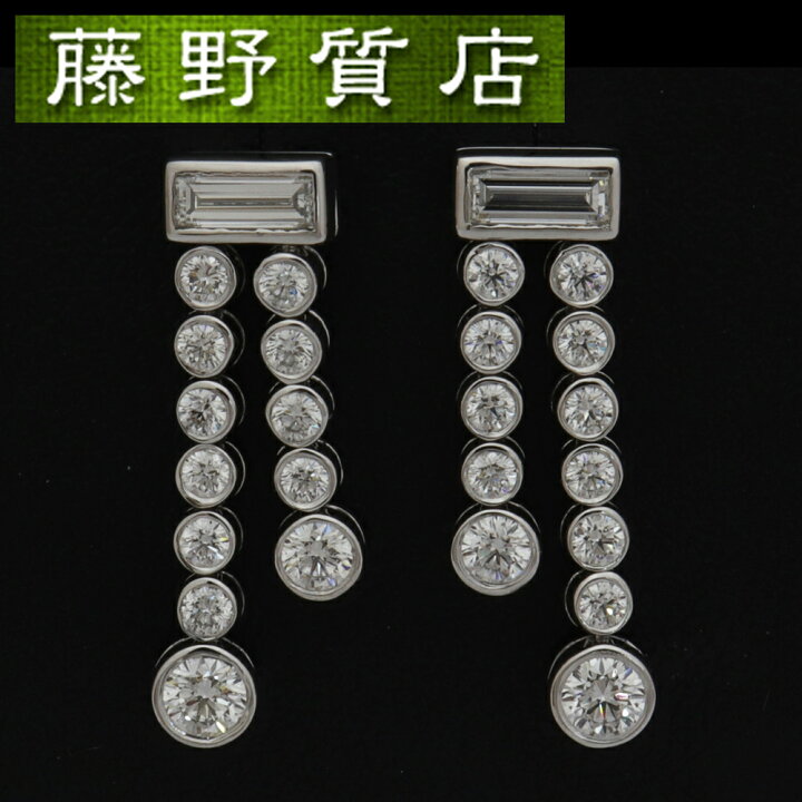 楽天市場 送料無料 新品仕上げ済 ティファニー Tiffany ジャズ ダブル ドロップ ピアス Pt950 ダイヤ 各12石 2連 27 藤野質店 楽天市場店