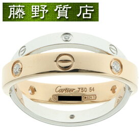 カルティエ CARTIER ビーラブ リング LOVE 指輪 K18 PG ピンクゴールド × WG ホワイトゴールド × ダイヤ 6石 #54 8529