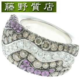 （新品仕上げ済）モーブッサン MAUBOUSSIN マルチカラー 色石 リング 指輪 約12号 K18 WG × 色石 カラーストーン 8827