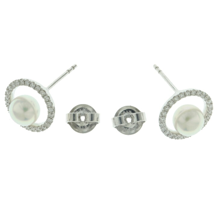 楽天市場】ミキモト MIKIMOTO サークル パール ダイヤ ピアス K18 WG  