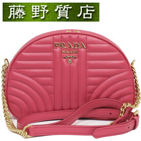 【美品】プラダ PRADA チェーン ショルダー バック レザー ピンク 1BH130 斜め掛け 8148