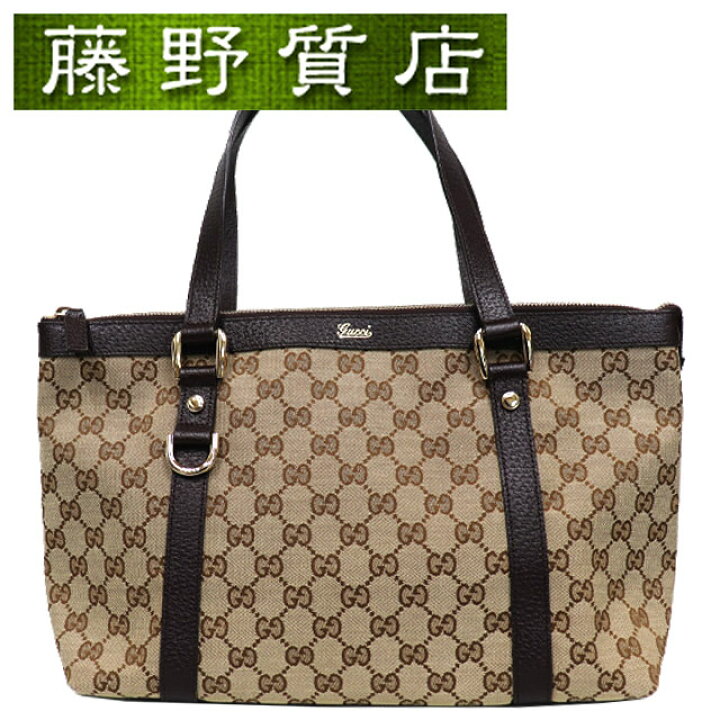楽天市場】（美品）グッチ GUCCI トートバッグ GGキャンバス × レザー 
