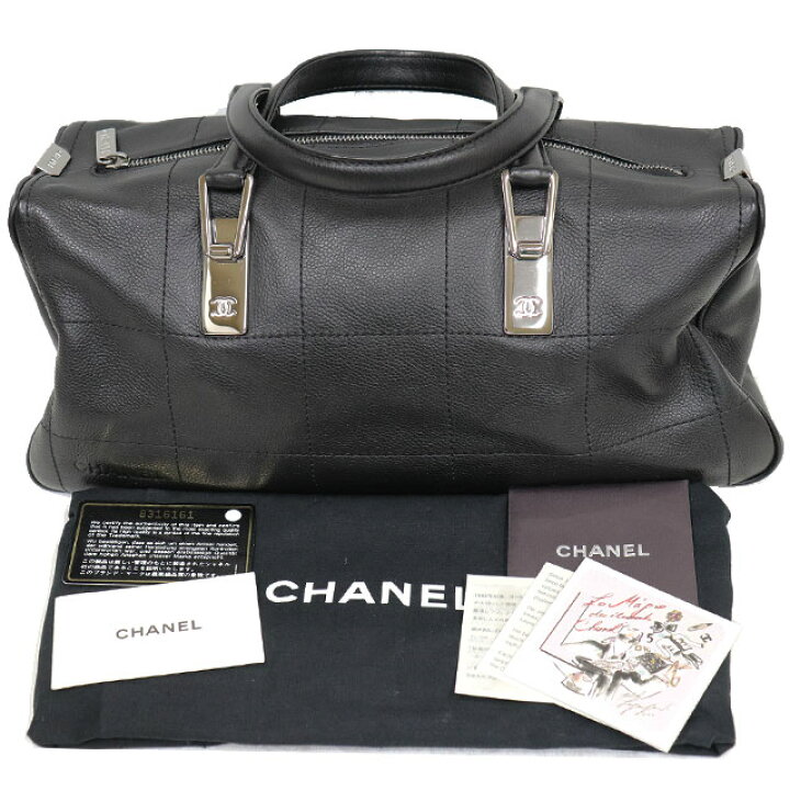 楽天市場】シャネル CHANEL チョコバー ミニ ボストン バッグ 黒  