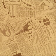 フジパック 英字 新聞紙柄 包装紙 セピア (100枚～1000枚) 業務用 ラッピングペーパー 包装 外国 英語 新…