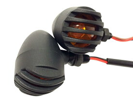 nakira ウインカー 2個セット ポジションランプ付き バレット 汎用 ビレット ブレット ウィンカー バードゲージ (ブラック 黒)