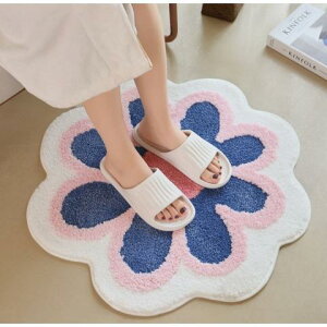 花 バスマット 足ふきマット 滑り止め付 丸洗い 快適 吸水 速乾 抗菌 消臭 お風呂 ドア ふわふわ 絨毯 1年中使用ok 65*65cm 洗える マイクロファイバー SHOP DAN