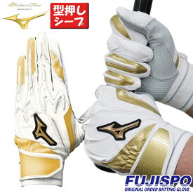 野球 ミズノ フジスポオリジナル オーダーバッティング手袋 mizuno バッティンググローブ 両手 ミズノ mizuno ミズノプロ ミズプロ バッティング手袋 パワーアーク 草野球 大学 型押しシープ (FSMPKNF8)
