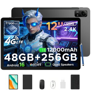 �y���Ԍ��� 50%�I�t��27,900�~�zPOCKAM P12 Pro Android16 �^�u���b�g 12�C���` SIM�t���[ 4G LTE Gemini AI���� UNISOC T7300 120Hz ���𑜓x 48GB RAM+256GB ROM 2TB�g�� 12000mAh��e�ʃo�b�e���[ 4�X�s�[�J�[ ��F�� Widevi