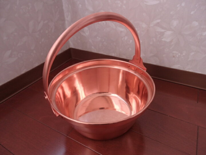 楽天市場】純銅製 山菜鍋 36cm 内側錫無し 純銅鍋 IH非対応 ツル付鍋  